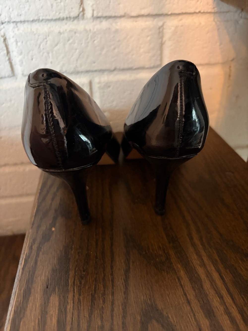 Vince Camuto Black Patent Peep Toe Heels - Picture 5 of 6